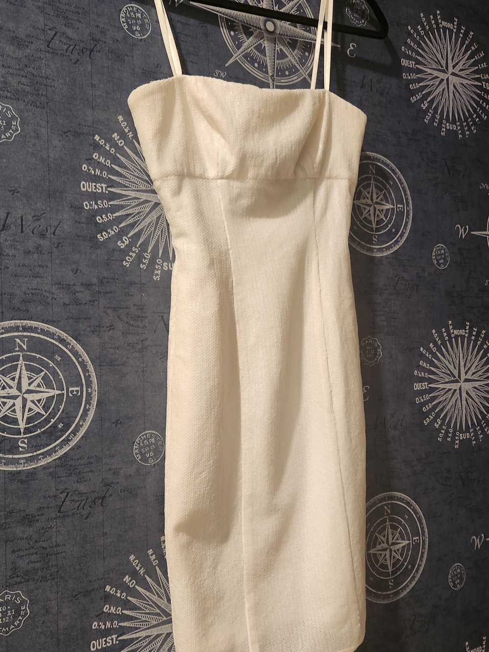 BCBGMaxAzria Cream Textured Spaghetti-Strap Midi Dress